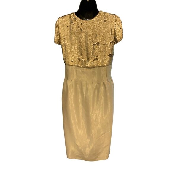 Luca Luca vintage couture Empire Line dress size 8  silk & sequined exceptional - Picture 4 of 14